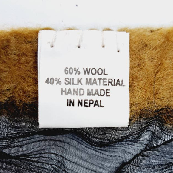 Pomegranate Moon Handmade Nepal Silk Wool Circle Scarf Black Pink Yellow White - Picture 9 of 10